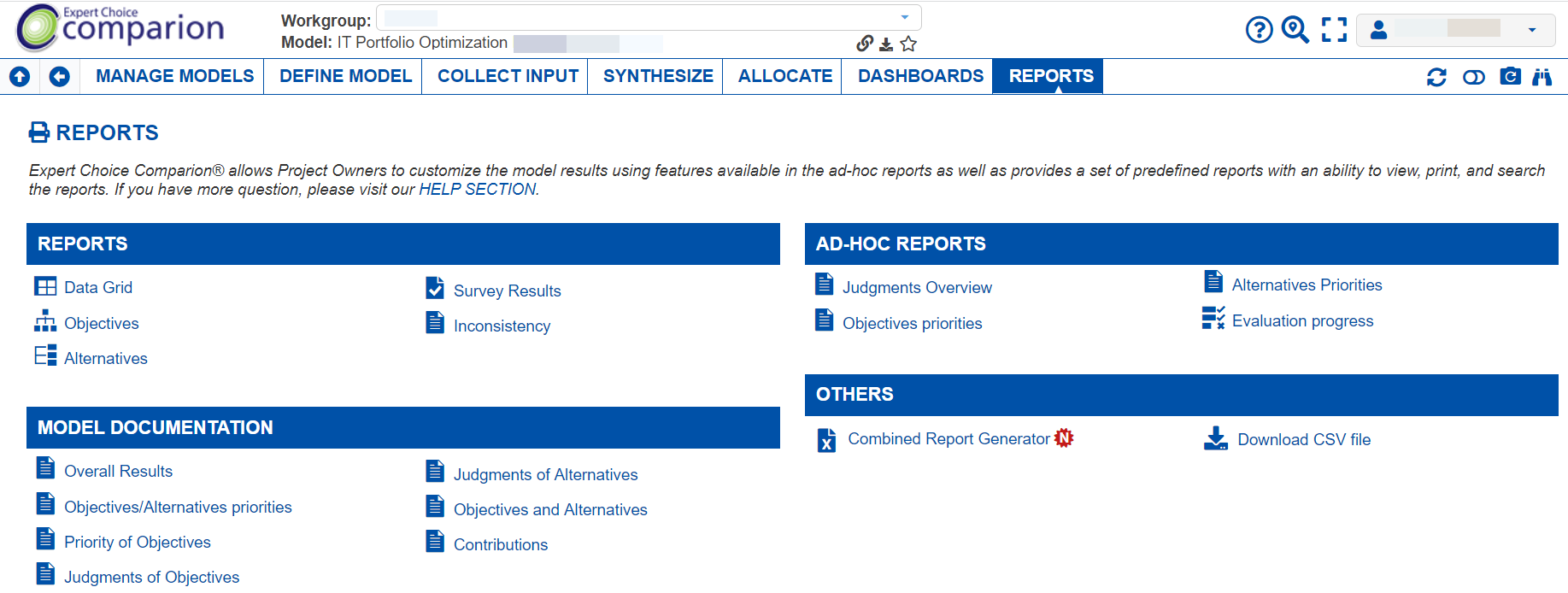 Reports Page